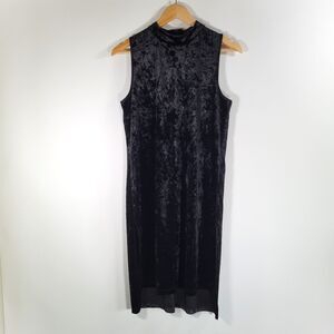 NWT SPENSE Black Crushed Velour Dress Size M Mock Neck Sleeveless Witchy Goth